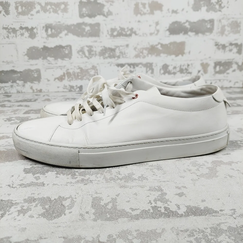 Good Man Brand Edge White Leather Lace Up Low Top Sneakers i1015